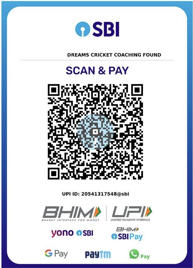 Scan QR to Donate — Dreams Cricket Coaching Foundation